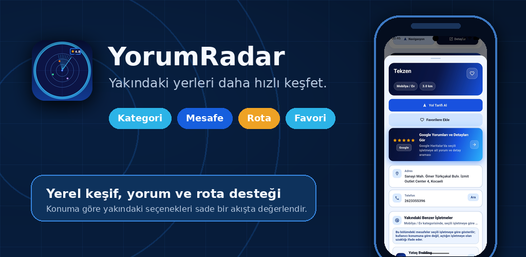 YorumRadar — Yerel Keşif, Yorum ve Rota Destekli Mobil Uygulama